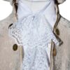 Set complet pentru botez, costum crem de print, lumanare, trusou brodat cu coroana de print, 13 piese, REC1671