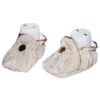 Set complet pentru botez, costum crem de print, lumanare, trusou brodat cu coroana de print, 13 piese, REC1671