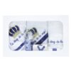 Set complet pentru botez, costum crem de print, lumanare, trusou brodat cu coroana de print, 13 piese, REC1671