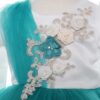 Rochie alb-verde menta cu volanase si broderie aplicata pentru botez, 2 piese, rochie si bentita, Recostore, REC1687