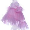 Rochie roz cu buline pentru botez, 2 piese, rochie si bentita, REC1688, Recostore, REC1688