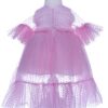 Rochie roz cu buline pentru botez, 2 piese, rochie si bentita, REC1688, Recostore, REC1688