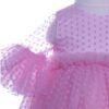 Rochie roz cu buline pentru botez, 2 piese, rochie si bentita, REC1688, Recostore, REC1688