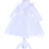 Rochie alba cu buline pentru botez, 2 piese, rochie si bentita, Recostore, REC1701