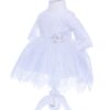 Rochie alba cu dantela pentru botez, 2 piese, rochie si bentita, Recostore, REC1702