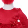 Rochie rosie cu volanase pentru botez, 2 piese, rochie si bentita, Recostore, REC1706
