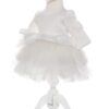 Rochie alba cu volanase pentru botez, 2 piese, rochie si bentita, Recostore, REC1707
