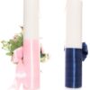 Set lumanari pentru nunta, flori artificiale, roz-bleumarin, 2 bucati, Recostore, REC1709