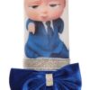 Lumanare albastru electric cu Bebe Sef pentru botez, 40x7 cm, Recostore, REC1717