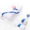 Set trusou si lumanare cu Bebe Boss pentru botez, alb-albastru, 7 piese, Recostore, REC1723