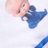 Set trusou si lumanare cu Bebe Boss pentru botez, alb-albastru, 7 piese, Recostore, REC1723