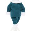 Costum alb-turcoaz, gros, pentru botez, 5 piese, camasa, haina groasa, pantaloni, caciula, botosi, pentru baieti REC1726