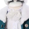 Costum alb-turcoaz, gros, pentru botez, 5 piese, camasa, haina groasa, pantaloni, caciula, botosi, pentru baieti REC1726