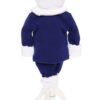 Costum alb-albastru, gros, pentru botez, 5 piese, camasa, haina groasa, pantaloni, caciula, botosi, pentru baieti REC1727