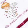 Trusou botez cu ingeras, alb-visiniu, mesaj „De azi sunt crestin” imprimat, 6 piese, Recostore, REC1730