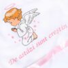 Trusou botez cu ingeras, alb-roz, mesaj „De azi sunt crestin” imprimat, 6 piese, Recostore, REC1734