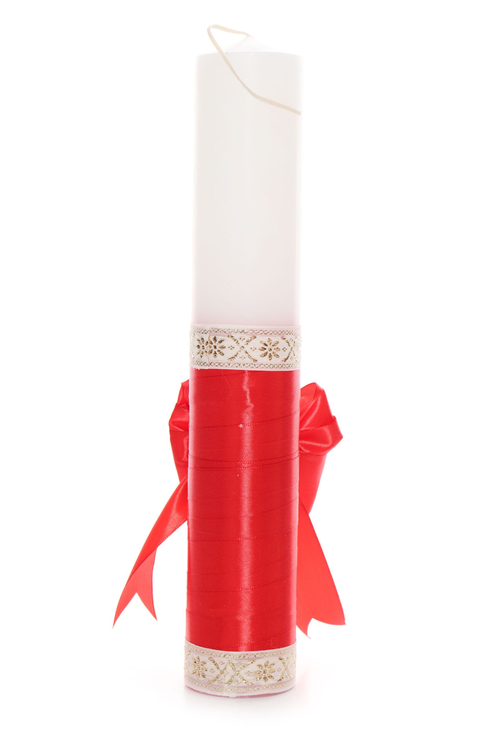 Lumanare rosie cu ingeras pentru botez, 40x7 cm, Recostore, REC1746