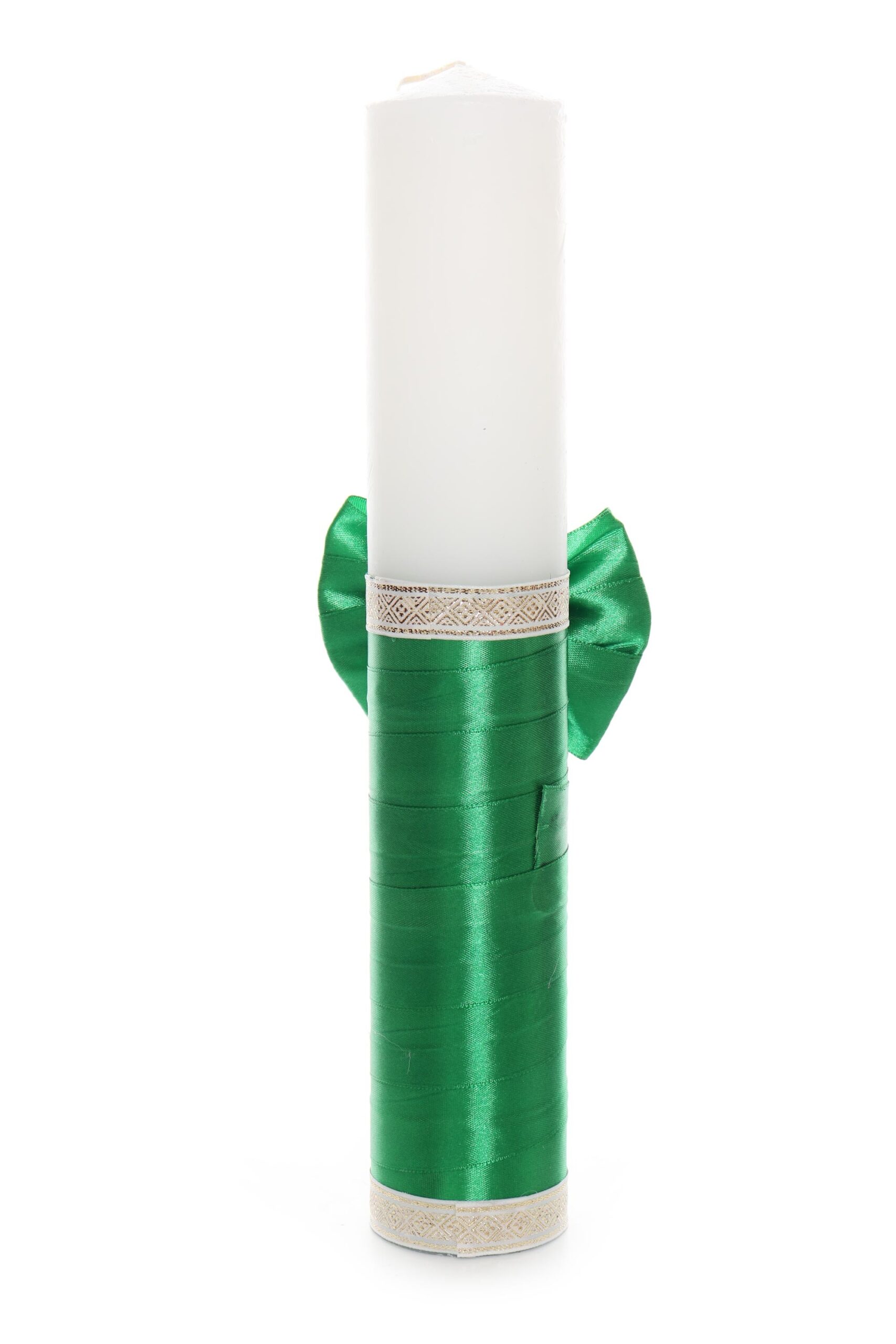Set trusou si lumanare cu ingeras pentru botez, alb-verde, 7 piese, Recostore, REC1751
