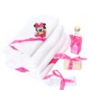 Trusou botez brodat cu Minnie Mouse, alb-ciclame, 7 piese, Recostore, REC1767