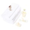 Trusou botez brodat cu Bebe print, alb-ivoire, 7 piese, Recostore, REC1770