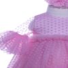 Set trusou complet pentru botez, lumanare, rochita roz cu trena, trusousi pantofiori, Recostore, REC1778