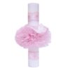Set trusou complet pentru botez, lumanare, rochita roz cu trena, trusousi pantofiori, Recostore, REC1778