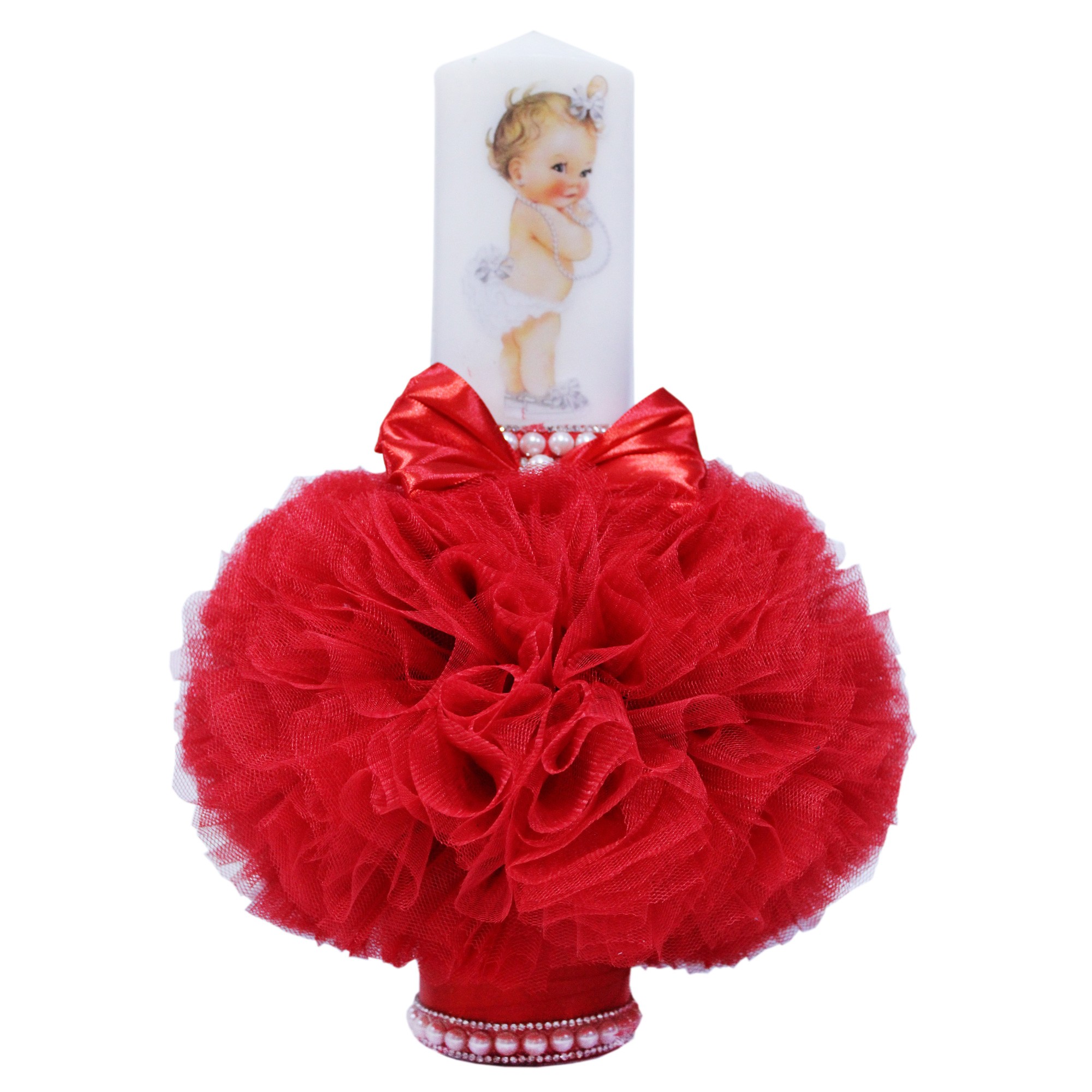 Set trusou complet pentru botez de fete, lumanare, trusou, rochita si pantofi 10 piese, Recostore, REC1788
