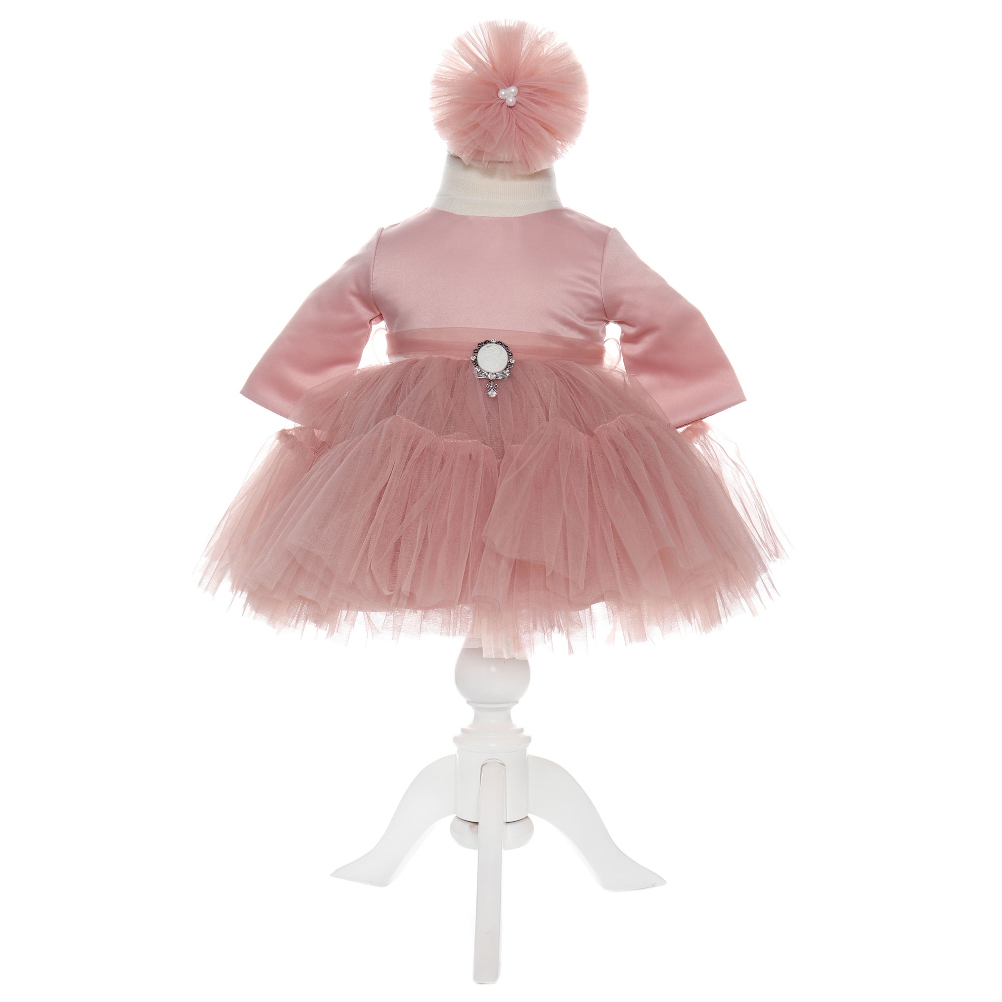 Set trusou complet pentru botez de fete, lumanare, rochita, trusou si pantofiori, 10 piese, Recostore, REC1793