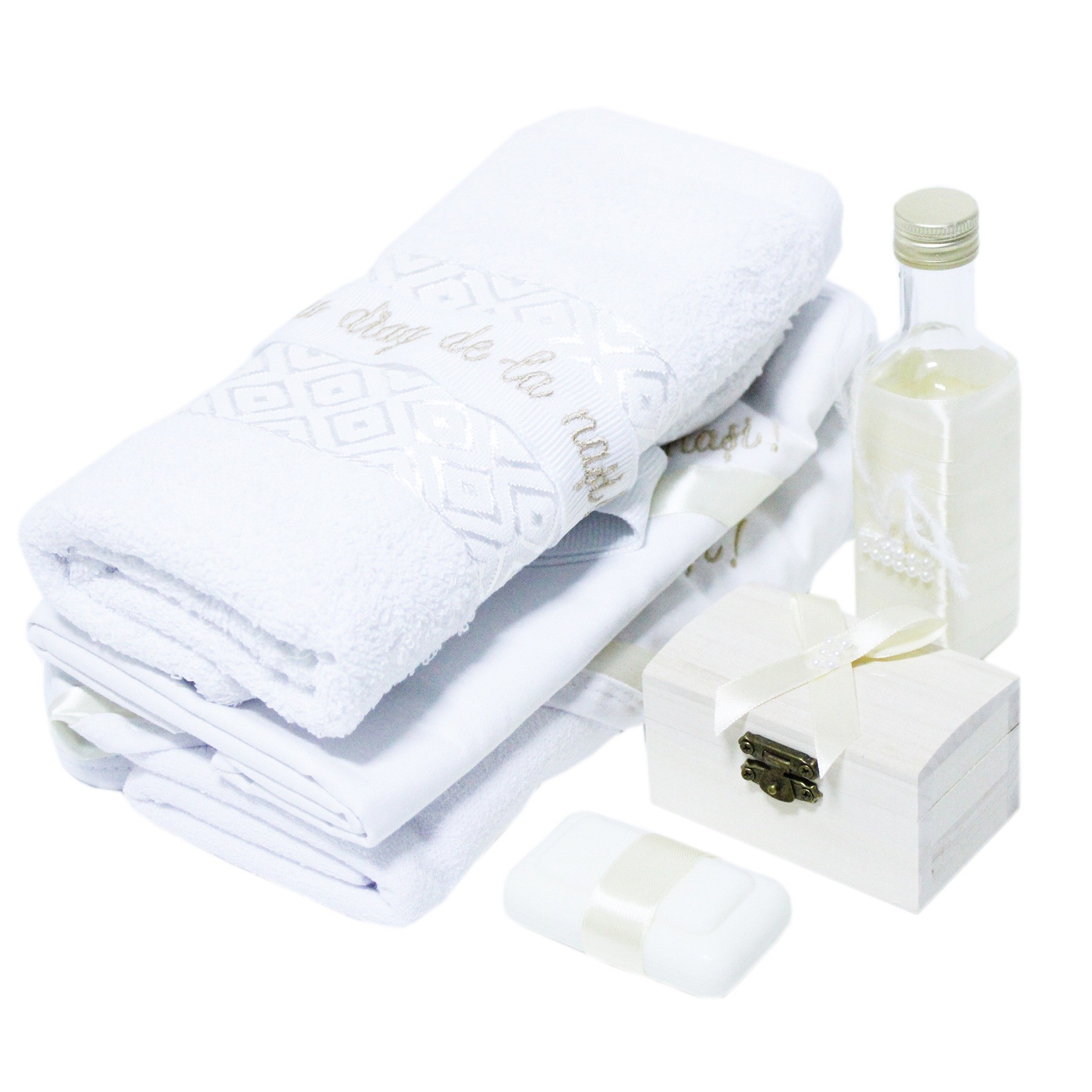 Set trusou si lumanare pentru botez de baieti, ivoire, coroana de print si , 8 piese, Recostore, REC1815