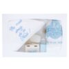 Set trusou si lumanare pentru botez de baieti, "Cu mult drag de la nasi", bleu, 8 piese, Recostore, REC1824