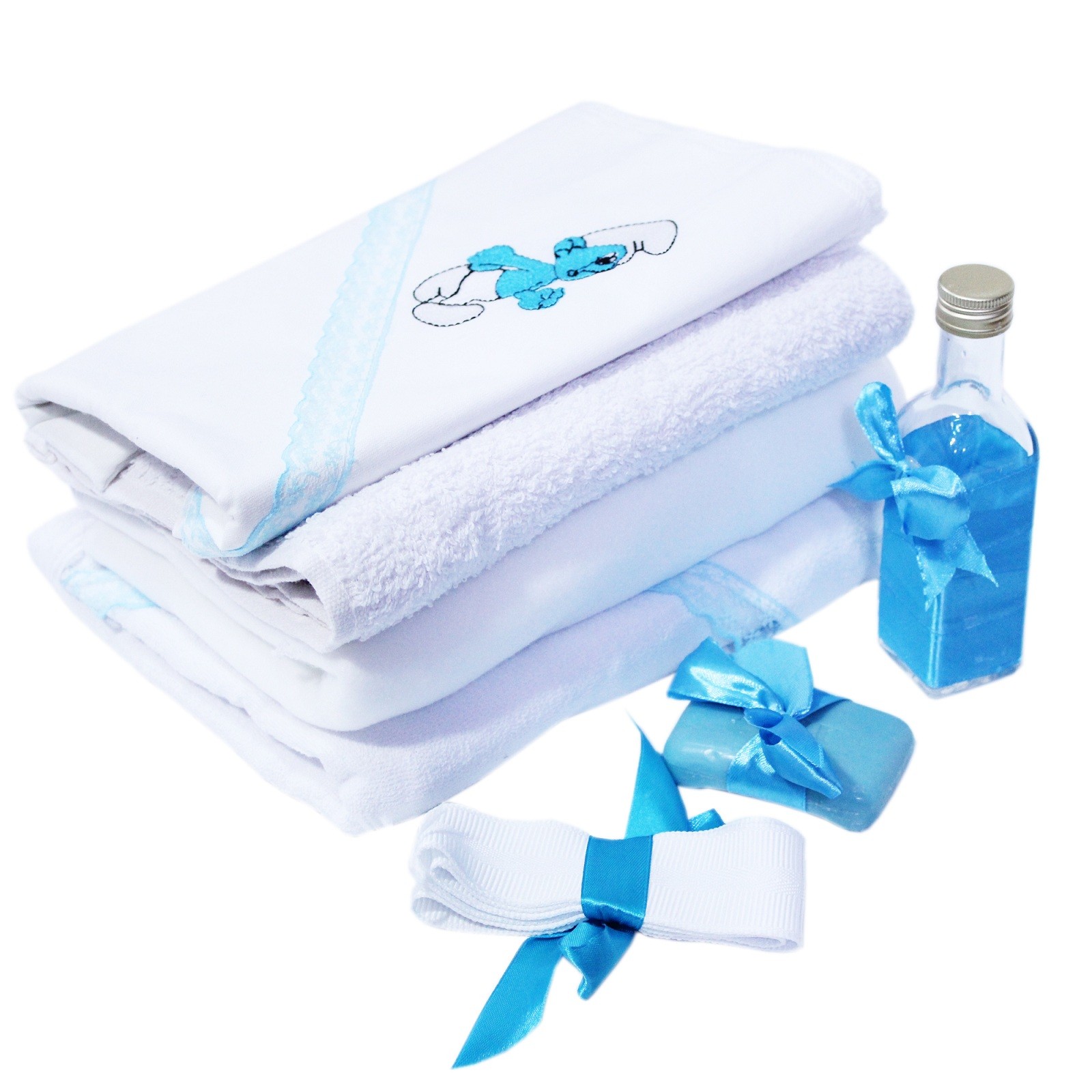 Set trusou si lumanare pentru botez de baieti, Strumf, turcoaz, 8 piese, Recostore, REC1831 - imagine 6