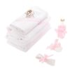 Set trusou si lumanare pentru botez de fete, ingeras brodat, roz, 8 piese, Recostore, REC1836
