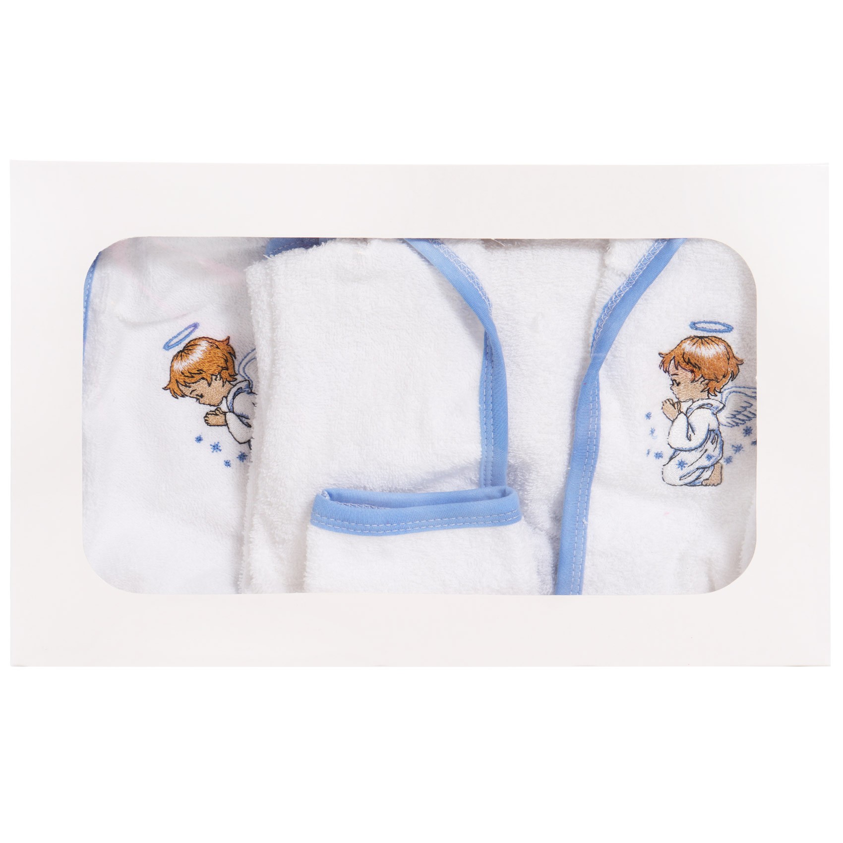 Set baita pentru bebelusi, 3 piese, halat, prosop si manusa, brodat cu ingeras, Recostore, REC1840 - imagine 6