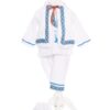 Costum popular alb-albastru, 4 piese, haina groasa, camasa, pantaloni, caciulita pentru baieti, REC1845
