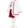 Costum popular alb-rosu, 6 piese, haina groasa cu gluga, rochie, pantaloni, fota, batic, botosei pentru fete, REC1847 - imagine 2