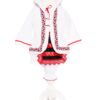 Costum popular alb-rosu, 6 piese, haina groasa cu gluga, rochie, pantaloni, fota, batic, botosei pentru fete, REC1847 - imagine 4