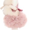 Lumanare roz pudrat pentru botez de fete cu ursulet de plus atasat, 35x7 cm, Recostore, REC1853