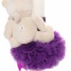Lumanare botez cu tulle mov tip glob si cu ursulet de plus atasat, 35x7 cm, Recostore, REC1856