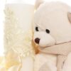 Lumanare botez cu tulle ivoire tip glob si cu ursulet de plus atasat, 35x7 cm, Recostore, REC1858 - imagine 4