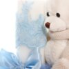 Lumanare botez cu tulle bleu tip glob si cu ursulet de plus atasat, 35x7 cm, Recostore, REC1860