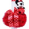 Set trusou si lumanare botez, Minnie Mouse, alb-rosu, 8 piese, Recostore, REC1886