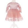 Rochita roz pudrat cu bolero si bentita pentru botez, satin, 3 piese, Recostore, REC1897