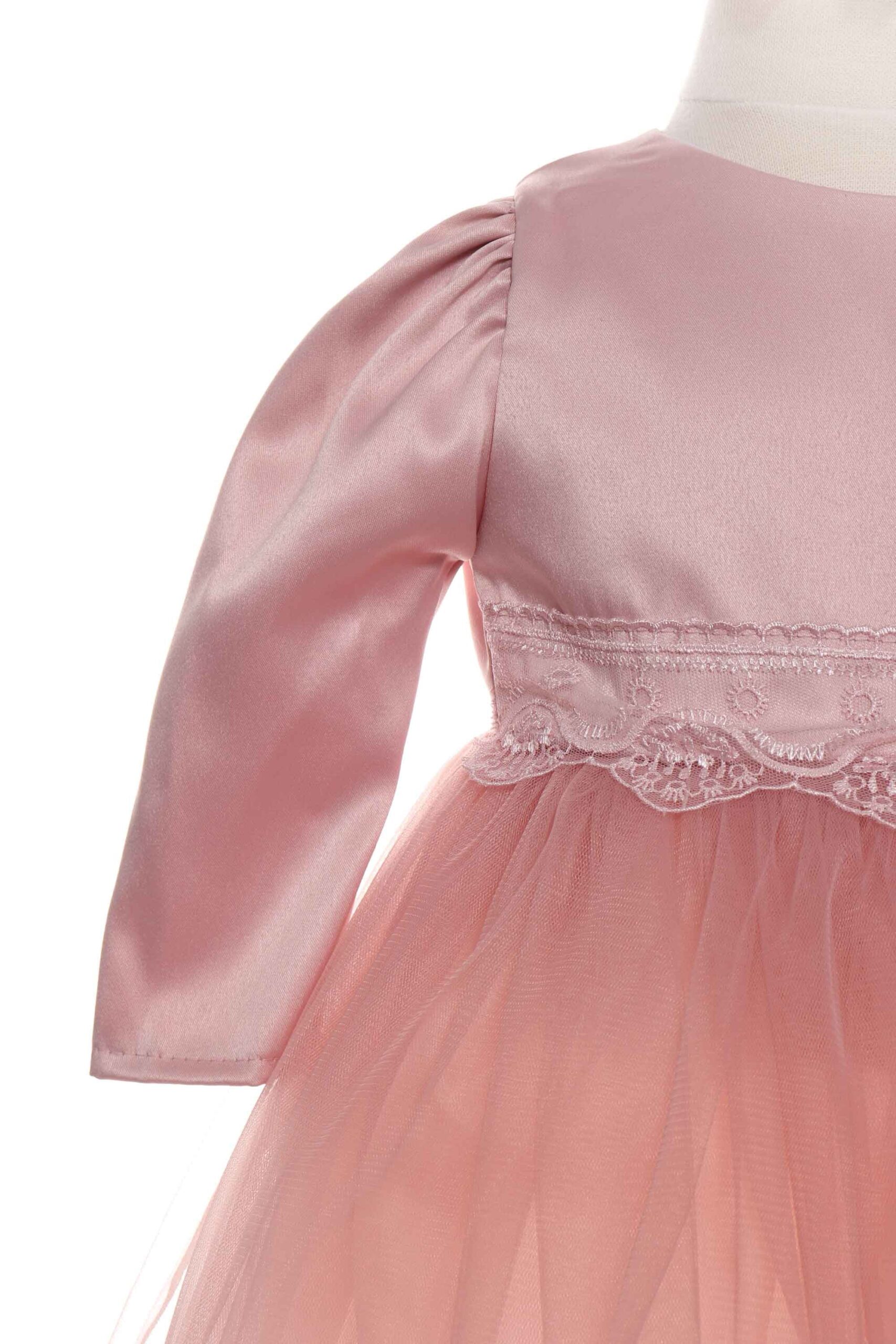 Rochita roz pudrat cu bolero si bentita pentru botez, satin, 3 piese, Recostore, REC1897