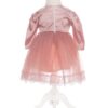 Rochita roz pudrat cu bolero si bentita pentru botez, satin, 3 piese, Recostore, REC1897