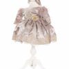 Rochie crem cu broderie pentru botez, 2 piese, rochie, turban, RECREC1898