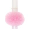 Lumanare botez cu ingeras, tulle roz tip glob, 40x7 cm, Recostore, REC1924