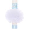 Lumanare botez cu Strumf, tulle alb tip glob, 40x7 cm, Recostore, REC1925
