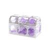 Set 10 marturii, cruciulite biserica din metal cu bolduri si cufar, funda lila, REC1968/11