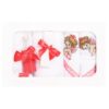 Set complet pentru botez de fetite, rosu, ingeras brodat, lumanare, trusou, rochita si pantofiori, 11 piese, REC1978