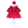 Set complet pentru botez de fetite, rosu, lumanare "Radacini si aripi de la parinti", trusou cu ingeras, rochita si pantofiori, 10 piese, REC1980 - imagine 2